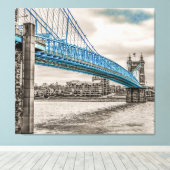 John A Roebling hangbrug Canvas Afdruk (Insitu (Houten vloer))