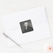 John Adams, gegraveerd door James Barton Longacre  Vierkante Sticker (Envelop)