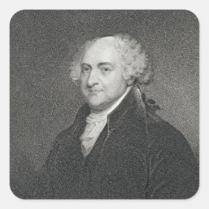 John Adams, gegraveerd door James Barton Longacre Vierkante Sticker