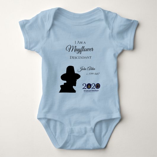 John Alden Mayflower Descendant Baby Bodysuit (Voorkant)