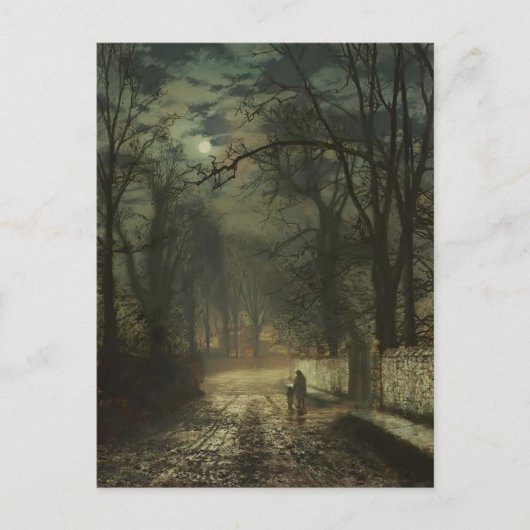 John Atkinson Grimshaw - Een moonlit rijstrook Briefkaart (Voorkant)