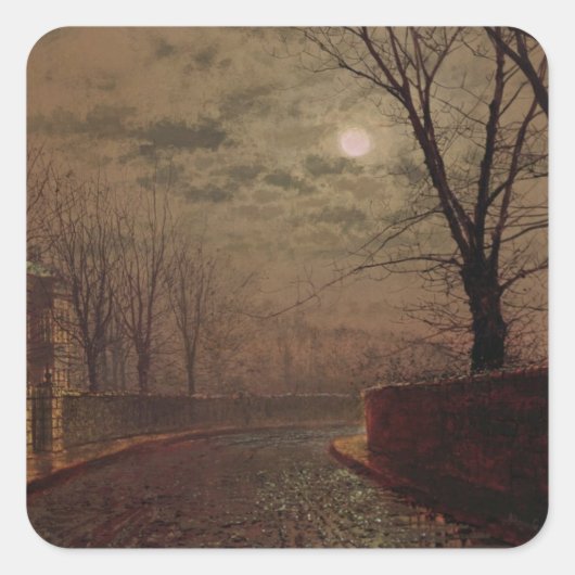 John Atkinson Grimshaw | Moonlit Street Scene, 188 Vierkante Sticker (Voorkant)