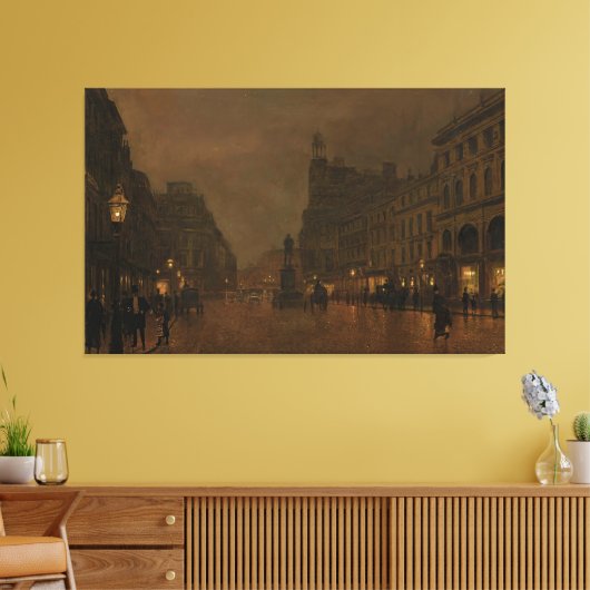 John Atkinson Grimshaw - St Anne's Square and Exch Canvas Afdruk (Insitu (Woonkamer))