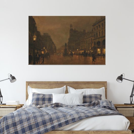 John Atkinson Grimshaw - St Anne's Square and Exch Canvas Afdruk (Insitu (Slaapkamer))