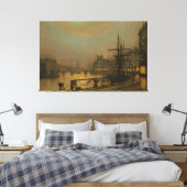 John Atkinson Grimshaw - Whitby at Night Canvas Afdruk (Insitu (Slaapkamer))