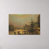 John Atkinson Grimshaw - Whitby at Night Canvas Afdruk (Voorkant)