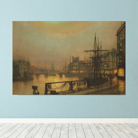 John Atkinson Grimshaw - Whitby at Night Canvas Afdruk (Insitu (Houten vloer))