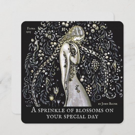 John Bauer Flora Fleurs décoratives Carte d'annive (Devant / Derrière)