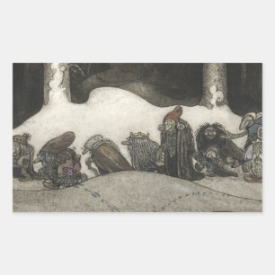 John Bauer - In de kerstnacht Rechthoekige Sticker