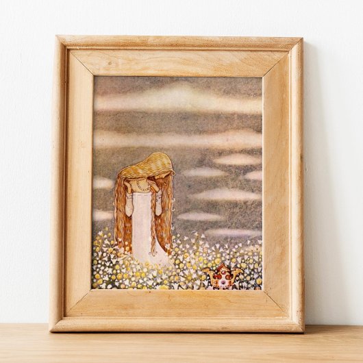 John Bauer Prinses in Flower Meadow Poster