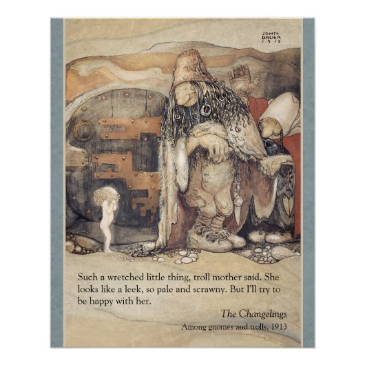 John Bauer Troll koppel en prinses baby C1023 Perfect Poster (Voorkant)