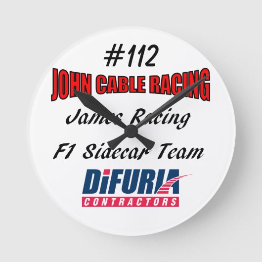 John Cable & James Racing Clock Ronde Klok (Voorkant)