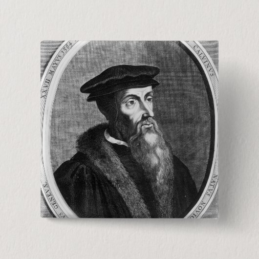 John Calvin Vierkante Button 5,1 Cm (Voorkant)