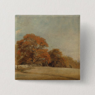 John Constable   Autumnaal landschap in East Ber Vierkante Button 5,1 Cm