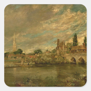 John Constable De brug van Harnham en Salisbu Vierkante Sticker