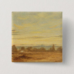 John Constable de Zomer - het Landschap van de Vierkante Button 5,1 Cm