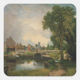 John Constable Dedham Lock and Mill, 1820 Vierkante Sticker