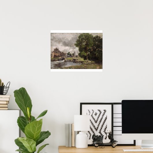 John Constable | Dedham Lock en Mill Poster (Thuiskantoor)