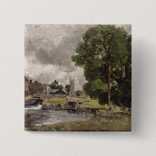 John Constable   Dedham Lock en Mill Vierkante Button 5,1 Cm