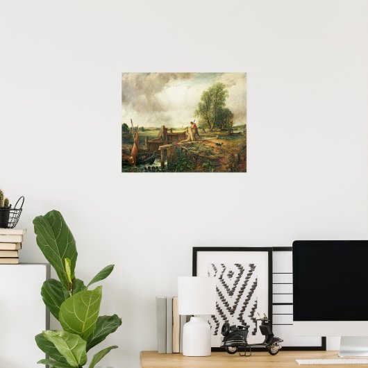 John Constable | Een boot die een slot passeert Poster (Thuiskantoor)