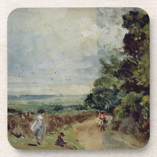 John Constable | Een landweg met bomen en vijgen Onderzetter (Voorkant)