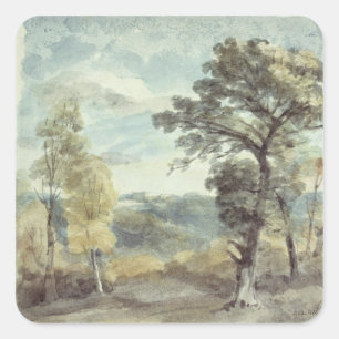 John Constable Landschap met bomen en Pakistan Vierkante Sticker
