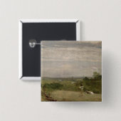 John Constable | Zommorgen: Dedham uit Langh Vierkante Button 5,1 Cm (Voorkant /achterkant)