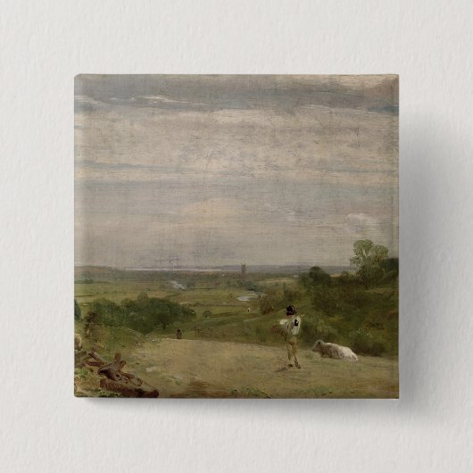 John Constable | Zommorgen: Dedham uit Langh Vierkante Button 5,1 Cm (Voorkant)
