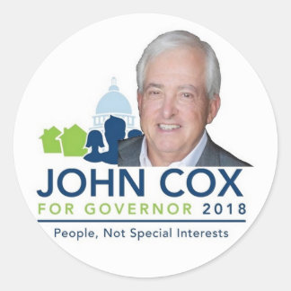 John COX Gouverneur 2018 Ronde Sticker