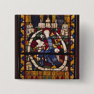 John de Evangelist die de Apocalypse schrijft Vierkante Button 5,1 Cm