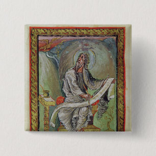 John de Evangelist, van de Ebbo Gospels Vierkante Button 5,1 Cm