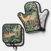 John Dearle "Greenery" Deer & Konijn Patroon Ovenwant & Pannenlap Set (Voorkant / Achterkant)