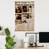 John Dillinger Public Enemy #1 Dient het bereiken Poster (Thuiskantoor)