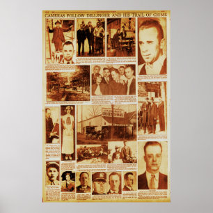 John Dillinger Spoor van Misdaad Publiek Vijand #1 Poster