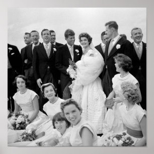 John en Jackie Kennedy met hun bruiloft Poster