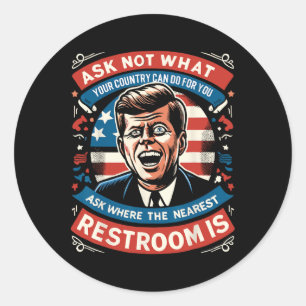 John F. Kennedy Grappig Patriottisch Toilet Meme 4 Ronde Sticker