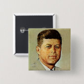 John F. Kennedy in MEMORIAM 2 Vierkante Button 5,1 Cm (Voorkant /achterkant)