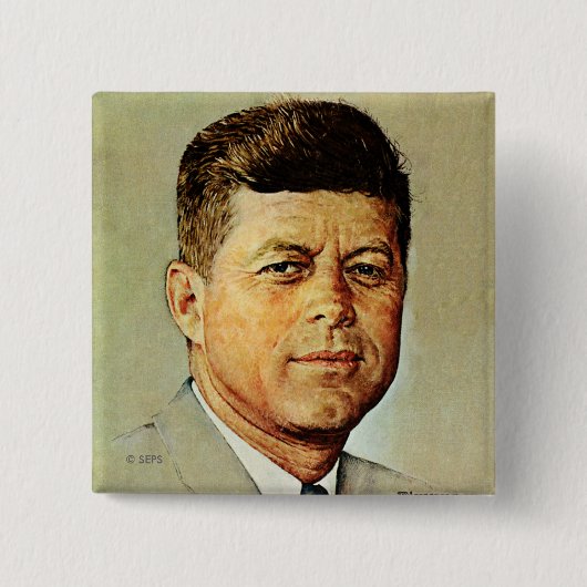 John F. Kennedy in MEMORIAM 2 Vierkante Button 5,1 Cm (Voorkant)