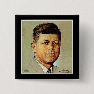 John F. Kennedy in MEMORIAM Vierkante Button 5,1 Cm