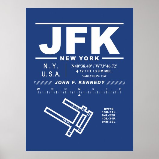 John F. Kennedy International Airport JFK Poster (Devant)