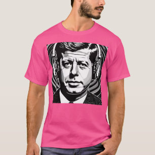 John F. Kennedy met hoofdtelefoon T-shirt