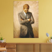 John F Kennedy Officieel portret van Aaron Shikler Canvas Afdruk (Insitu (Woonkamer))