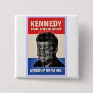 John F Kennedy Vierkante Button 5,1 Cm