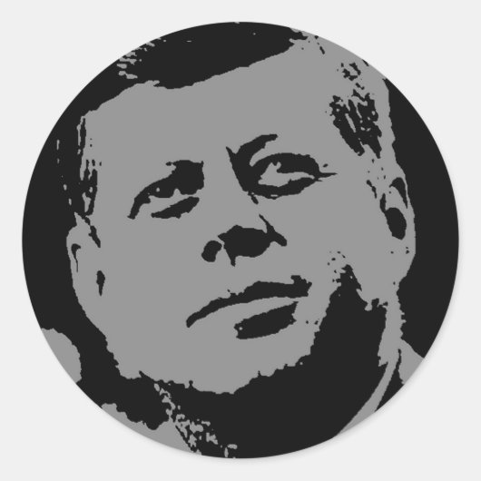 John F. Kennedy zwart en grijs silhouette Ronde Sticker (Voorkant)