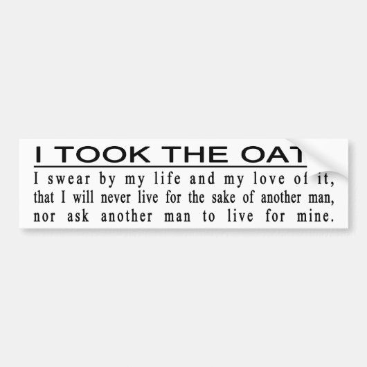 John Galt Eed bumpersticker (Voorkant)