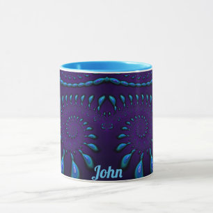 JOHN ~ GLANZEND 3D Zany Blue Fractal ~ Mok