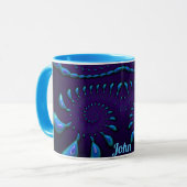 JOHN ~ GLOSSY 3D Zany Blue Fractal ~ Mug (Devant gauche)