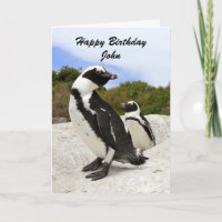 John Happy Birthday Penguins Carte d'Humour