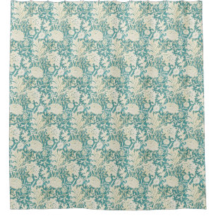 John Henry Dearle Aqua bloemenmotief Douchegordijn