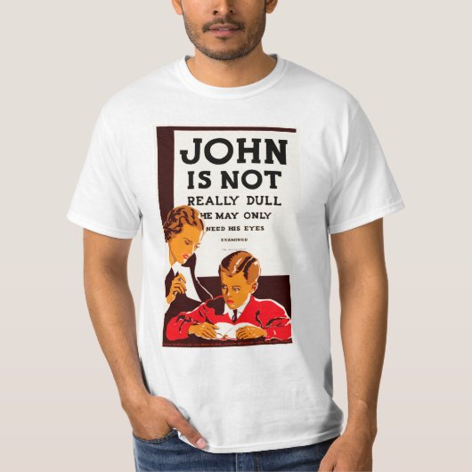 John is niet echt saai t-shirt (Voorkant)